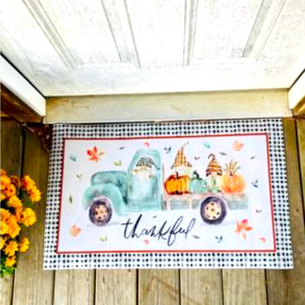 *Thankful Fall Gnome Pumpkins Rug